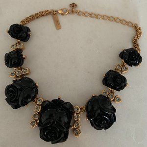Oscar de La Renta Black resin rose necklace